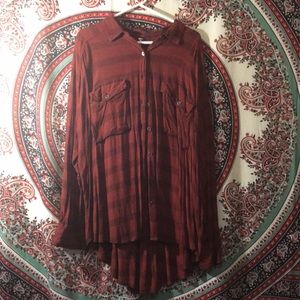 Free people high low slouchy light flannel